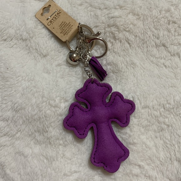 Rhinestone crystal cross keychain NEW purple - Picture 5 of 15